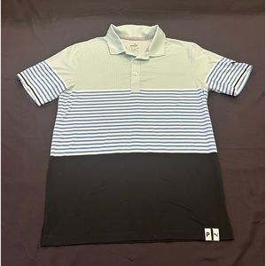 Puma men’s color block black/mint green polo. Small.